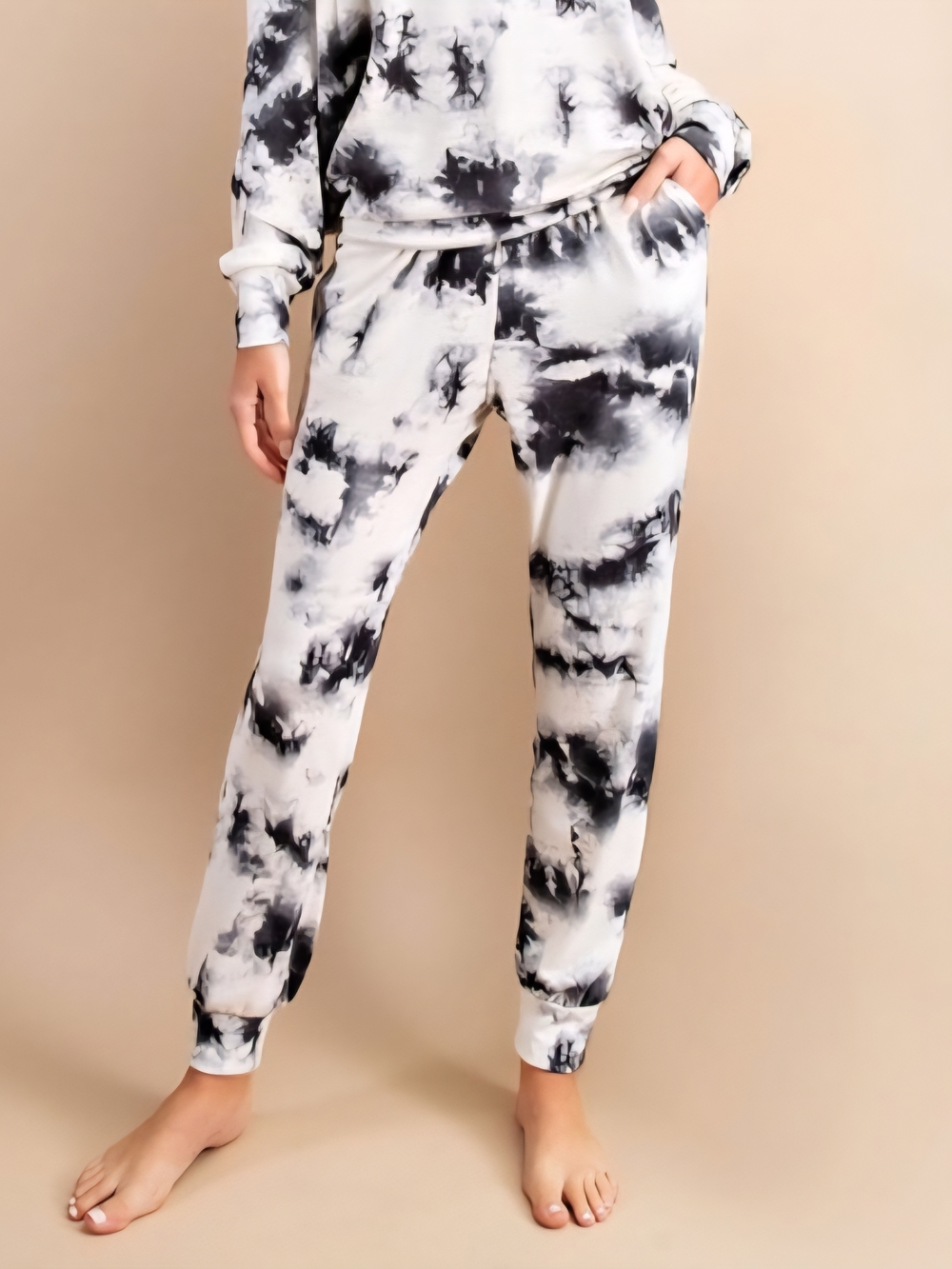 Electric & Rose Black and White Tie-Dye Joggers Medium